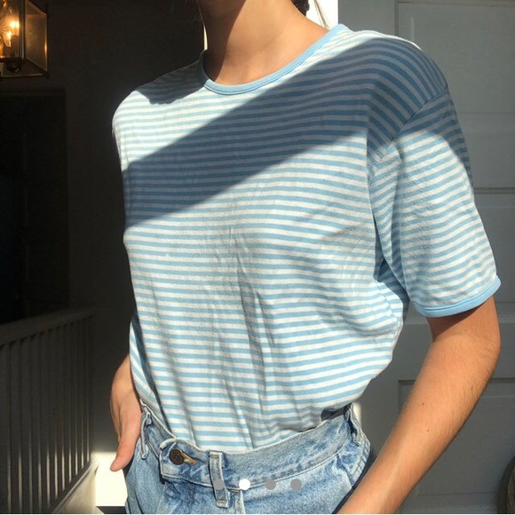 striped baby blue/white t-shirt - Picture 2 of 4
